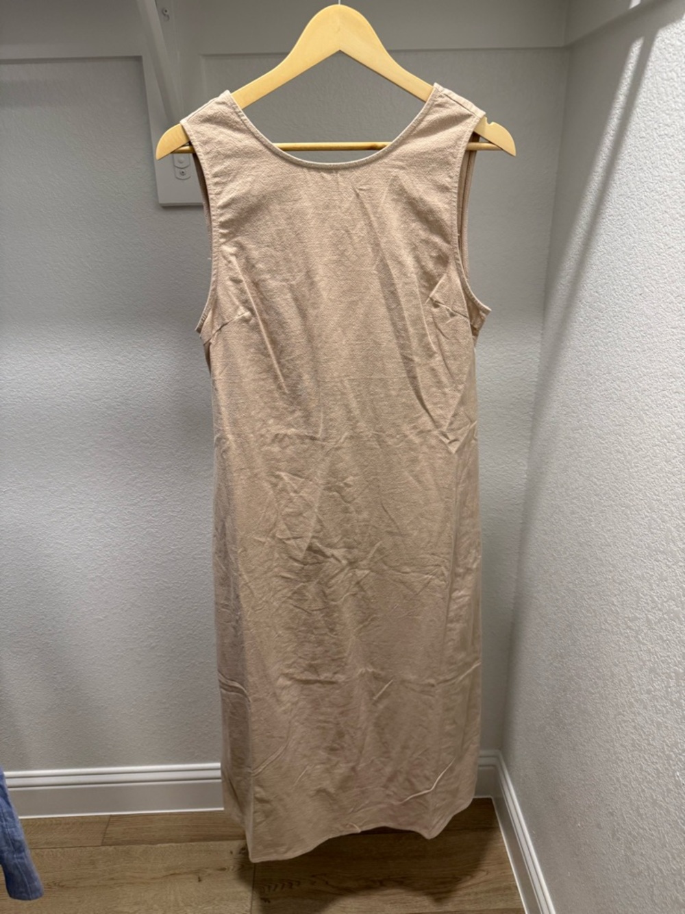 Sleeveless Beige Midi Dress 100% Linen